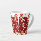 Lächelnd Red White Illustriert Gingerbread Santa Milchtasse (Rechte Ecke)
