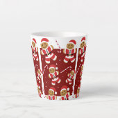 Lächelnd Red White Illustriert Gingerbread Santa Milchtasse (Vorderseite)