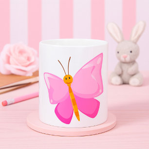 Lächelnd rosa Schmetterling Kaffeetasse