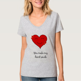 Lächelnd rotes Herz romantisches Zitat T-Shirt
