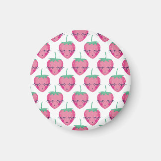 Lächelnd schlafende Erdbeeren, niedliches Muster. Magnet
