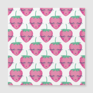 Lächelnd schlafende Erdbeeren, niedliches Muster. Magnetkarte