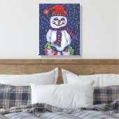 Lächelnd Schneemann Holend Weihnachtslicht Schnee Leinwanddruck (Insitu (Schlafzimmer))