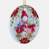 Lächelnd Schneemann und Kinder Keramik Ornament (Rechts)