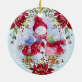 Lächelnd Schneemann und Kinder Keramik Ornament (Hinten)