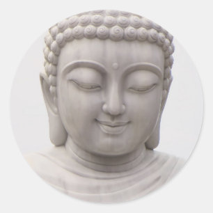 Lächelnd Serene Buddha Inspiration Liebe Frieden Runder Aufkleber