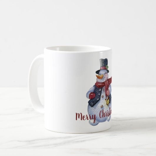 Lächelnd Snowman Anpassbar Kaffeetasse (Vorderseite Links)