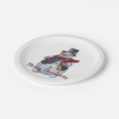 Lächelnd Snowman Anpassbar Pappteller (Schrägansicht)