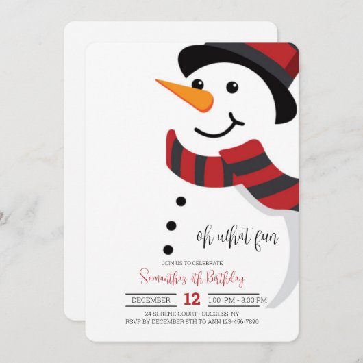 Lächelnd Snowman Einladung (Vorne/Hinten)