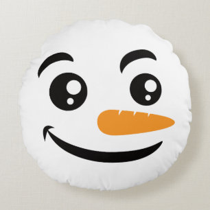 Lächelnd Snowman Face Rundes Kissen