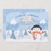 Lächelnd Snowman Geburtstagsfeier Einladung (Vorne/Hinten)