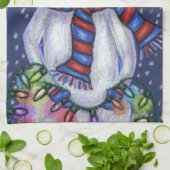 Lächelnd Snowman Hat Scarf Schnee Weihnachtslicht Handtuch (Gefaltet)