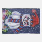 Lächelnd Snowman Hat Scarf Schnee Weihnachtslicht Handtuch (Horizontal)