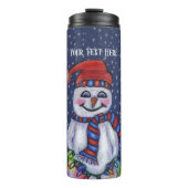 Lächelnd Snowman Hat Scarf String Weihnachtsleucht Thermosbecher (Vorderseite)