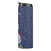 Lächelnd Snowman Hat Scarf String Weihnachtsleucht Thermosbecher (Nach rechts gedreht)