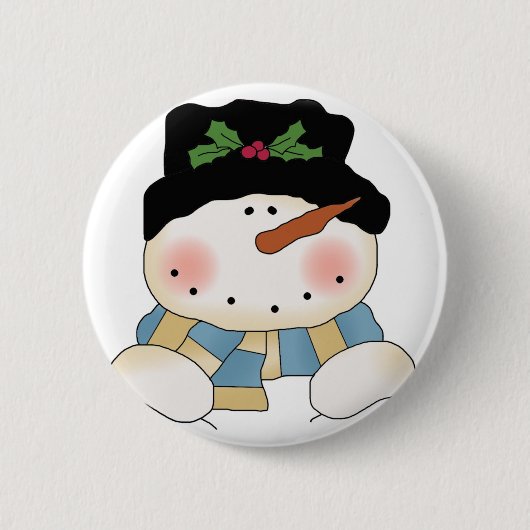 Lächelnd Snowman Tshirts und Geschenke Button (Vorderseite)