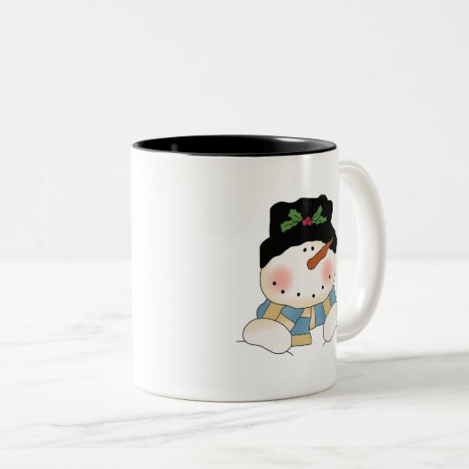 Lächelnd Snowman Tshirts und Geschenke Zweifarbige Tasse (VorderseiteRechts)