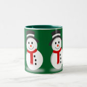 Lächelnd Snowman Weihnachten Zweifarbige Tasse (Mittel)