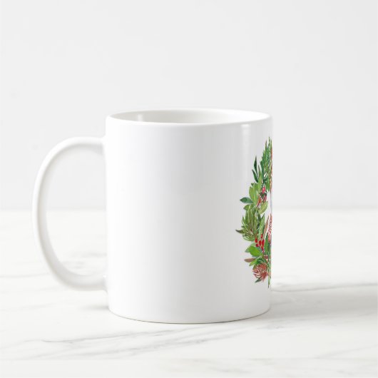 Lächelnd Snowman Weihnachtskranz Kaffeetasse (Links)