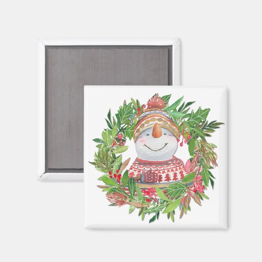 Lächelnd Snowman Weihnachtskranz Magnet (Vorderseite/Rückseite)