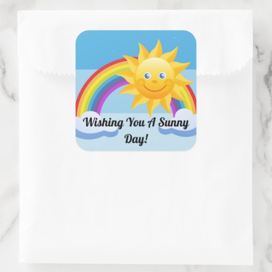 Lächelnd Sun Square Sticker (Tasche)