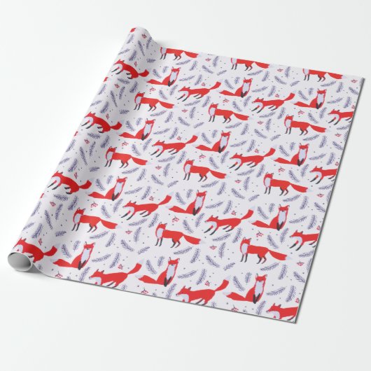 Lächelnd Waldgrün Red Fox Geschenkpapier (Ungerollt)