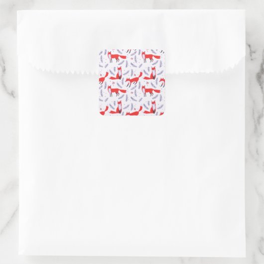 Lächelnd Waldgrün Red Fox Quadratischer Aufkleber (Tasche)