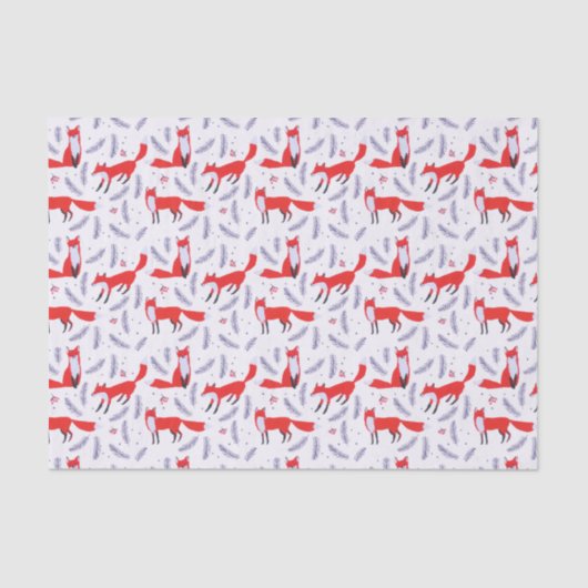 Lächelnd Waldgrün Red Fox Seidenpapier (Vorderseite)