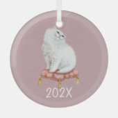 Lächelnd weißer Kitty Keepake - individualisierbar Ornament Aus Glas (Vorderseite)