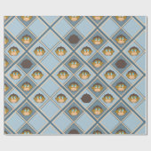 Lächelnde Affen Muster, Junge, blau Geschenkpapier (Flach)