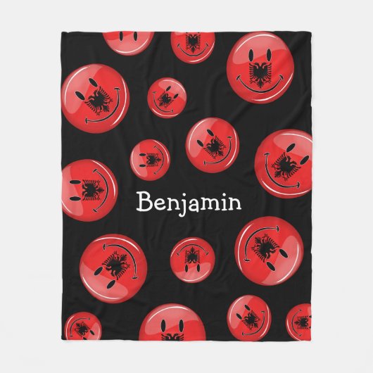 Lächelnde albanische Flagge Fleecedecke (Vorderseite)