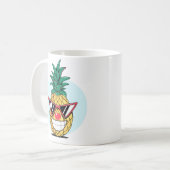 Lächelnde Ananas mit Sonnenbrille und Clown-Nase Kaffeetasse (Vorderseite Links)
