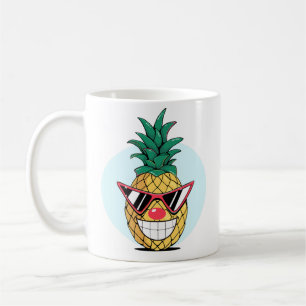 Lächelnde Ananas mit Sonnenbrille und Clown-Nase Kaffeetasse