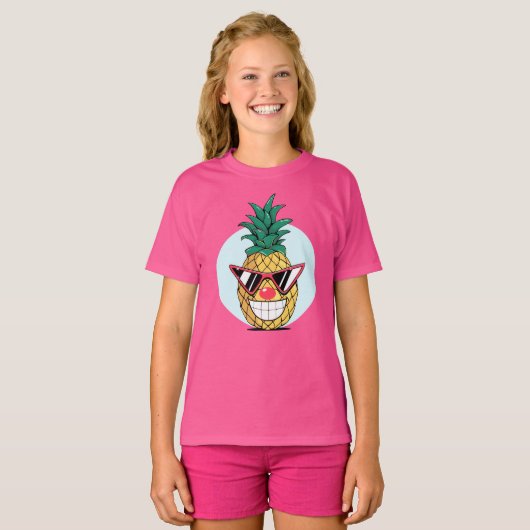 Lächelnde Ananas mit Sonnenbrille und Clown-Nase T-Shirt (Vorne ganz)