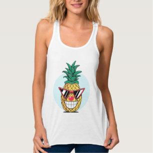 Lächelnde Ananas mit Sonnenbrille und Clownnase Tank Top