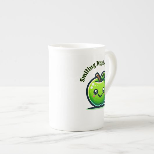 Lächelnde Apfelmagie Porzellantasse (Vorderseite Rechts)