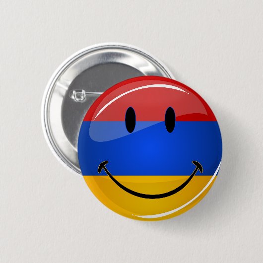Lächelnde armenische Flagge Button (Vorne & Hinten)
