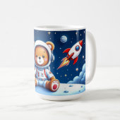 Lächelnde Astronaut-Teddy-Abenteuer Kaffeetasse (VorderseiteRechts)
