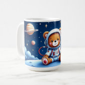 Lächelnde Astronaut-Teddy-Abenteuer Kaffeetasse (Vorderseite Links)