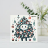 Lächelnde baumgespenstige Zeit Feiertagskarte (Stehend Vorderseite)