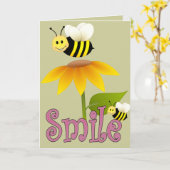 Lächelnde Biene Karte (Gelbe Blume)