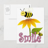Lächelnde Biene Postkarte (Vorne/Hinten)