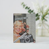 Lächelnde blonde Frau Collage Postkarte (Stehend Vorderseite)