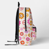 Lächelnde Blume mit Friedenszeichen Mädchenname Bedruckter Rucksack (Links)