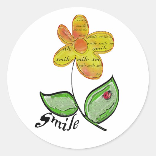 Lächelnde Blume Runder Aufkleber (Vorderseite)