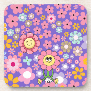 Lächelnde Blüten dekorativ Getränkeuntersetzer