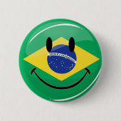 Lächelnde brasilianische Flagge Button (Vorderseite)