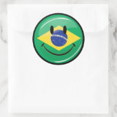 Lächelnde brasilianische Flagge Runder Aufkleber (Tasche)