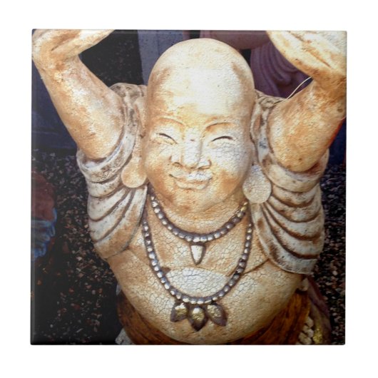Lächelnde Buddha-Kachel Fliese (Vorderseite)
