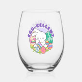 Lächelnde Bunny & Ostereier - Eierkeller Frühling Weinglas Ohne Stiel (Rückseite)